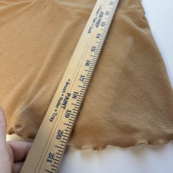 Vintage Y2K Babydoll Top Women's M Tan Cap Sleeve Coquette Festival Lace Dainty - Picture 6 of 6